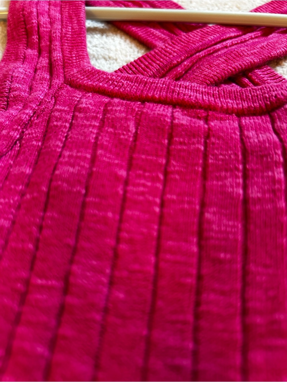 Pilcro Ribbed Cross-Back Tank Top - Hot Pink - Picture 2 of 6